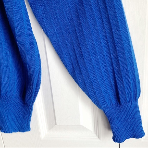 Vintage 80s Olympian Blue 100% Wool Sweater Large - Picture 7 of 12